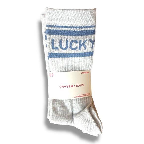 Lucky Brand Men's Casual Logo Crew Socks 6 Pack (4 Grey ,2 White) NWT - Picture 1 of 9